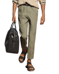 Παντελόνι Chinos linen -Cotton Λαδί