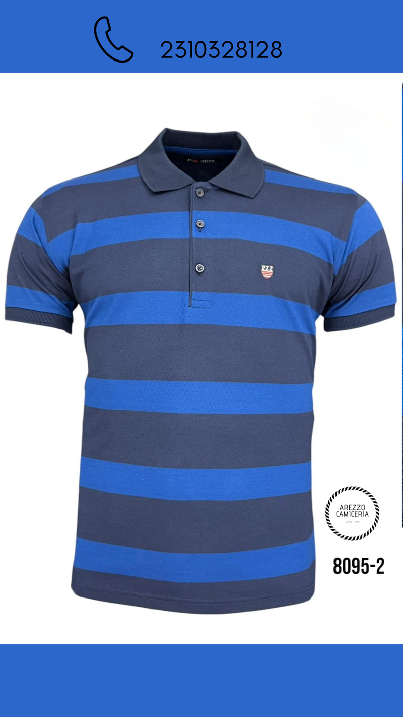 Polo pique Ριγέ Μπλε με Ηλεκτρίκ