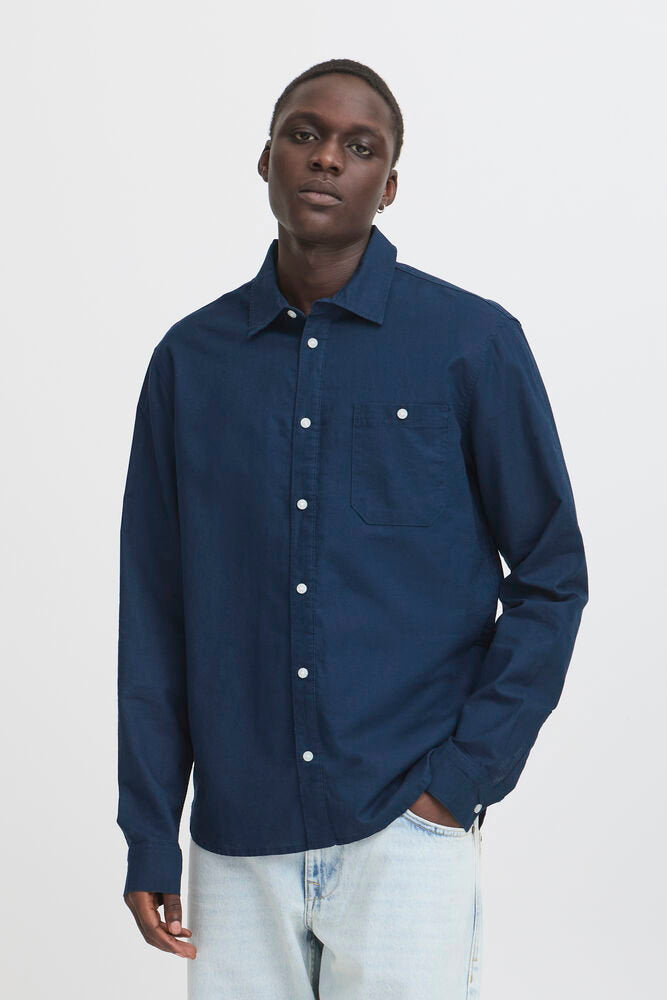 Ανδρικό  Μπλε Λινό Πουκάμισο BLEND - BHBAY Linen LS Shirt