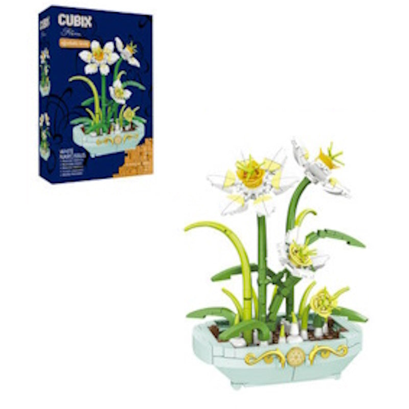 Cubix Κατασκευή Λουλουδιών με Τουβλάκια (White Narcissus)