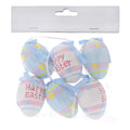 Γαλάζια/Λευκά Πλαστικά Αυγά Happy Easter 6εκ. Σετ 6 Τμχ.