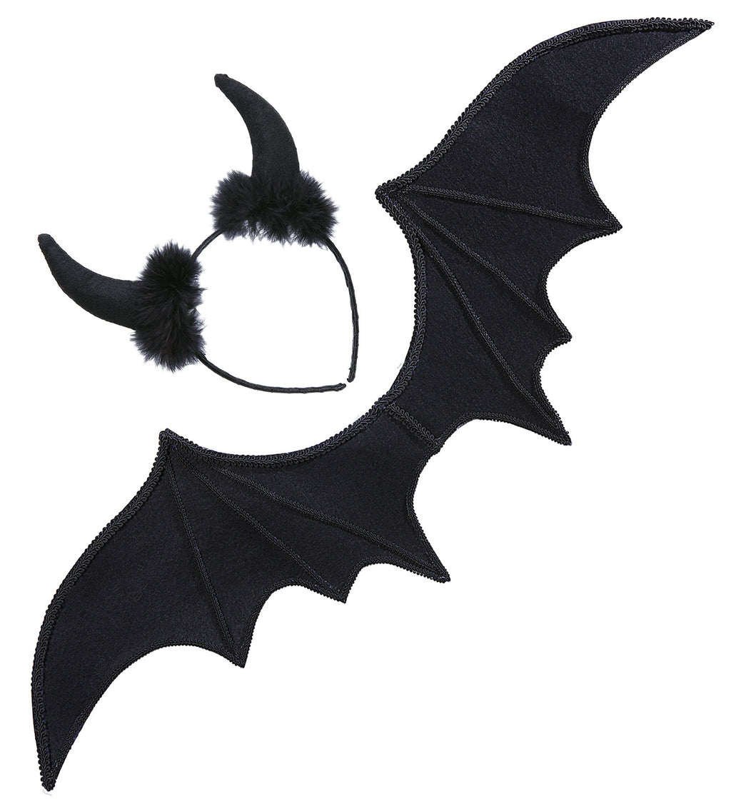 Black Devil Σετ Φτερά και Στέκα με Κέρατα
