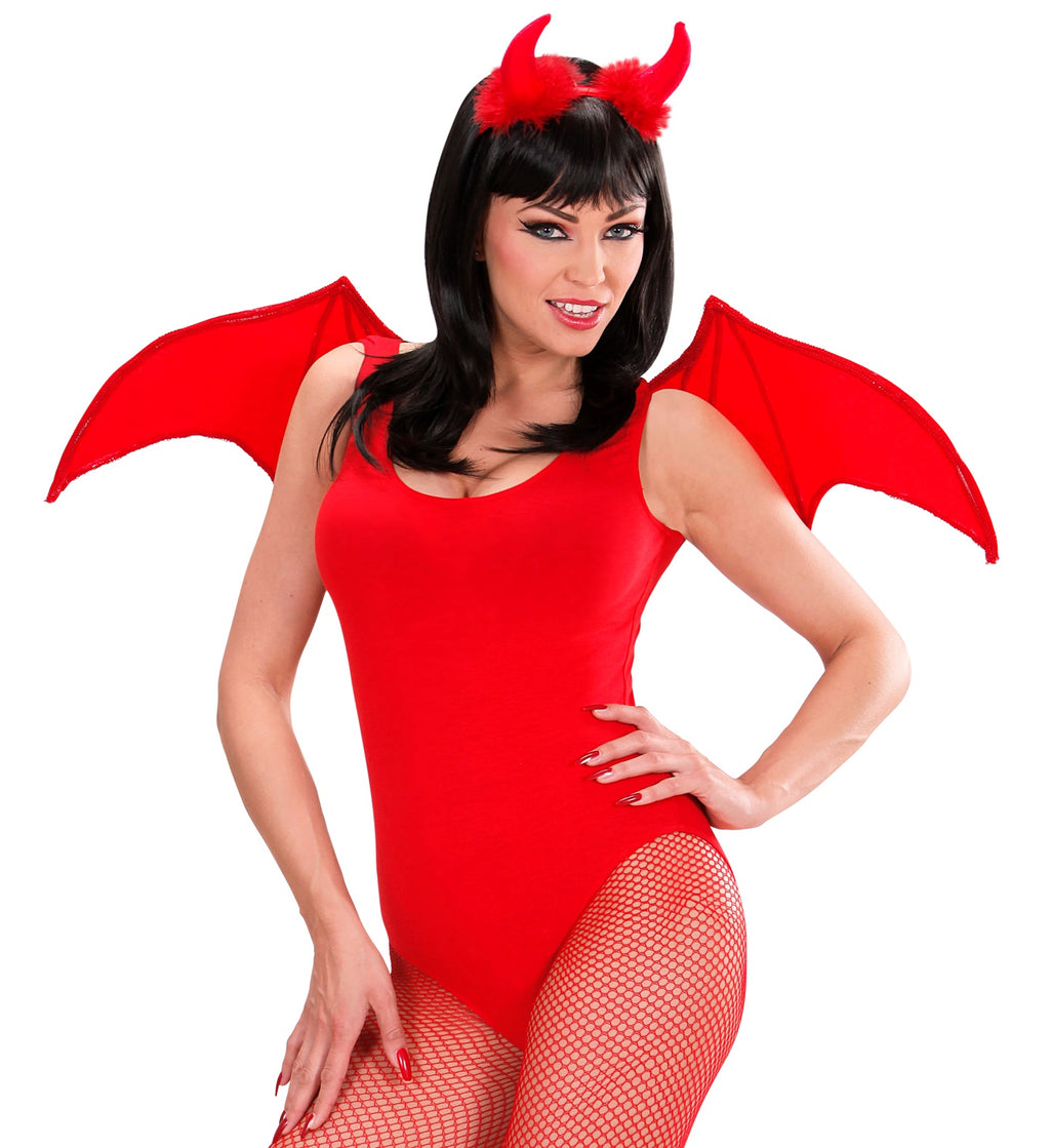 Red Devil Σετ Φτερά και Στέκα με Κέρατα