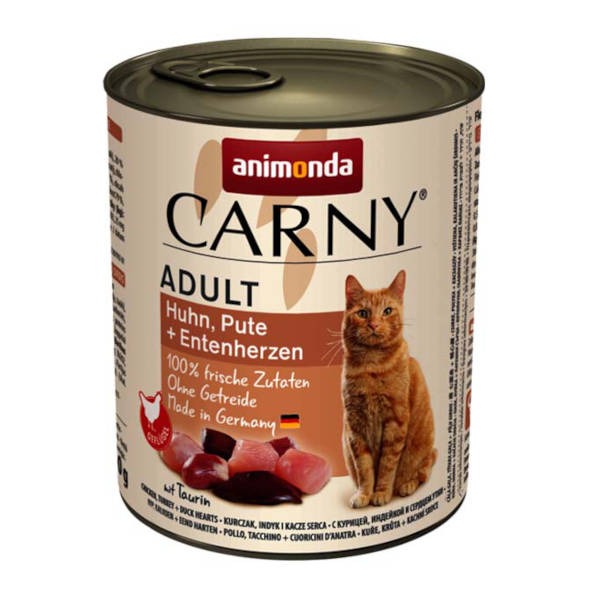 Animonda Carny Adult Cat - Κοτόπουλο Γαλοπούλα & Καρδιά Πάπιας 800gr