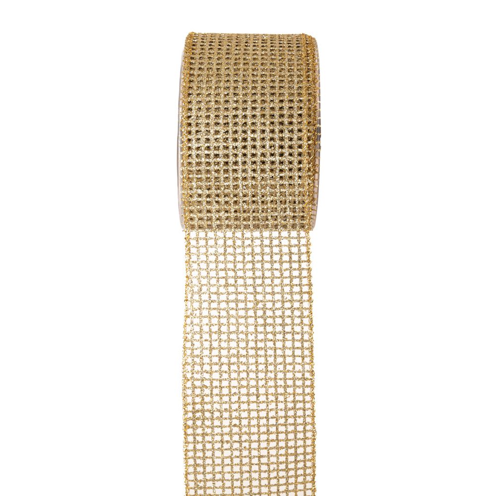 Κορδέλα Glitter Grid Χρυσό 6,7εκ. 9μ.