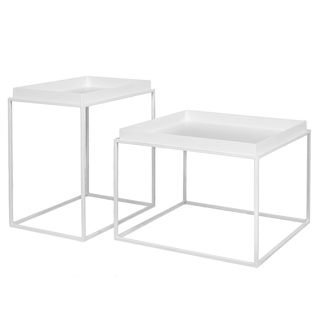 Σετ 2τμχ. Λευκό Μεταλλικό Τραπέζι 60x60x40/56x38x54εκ.