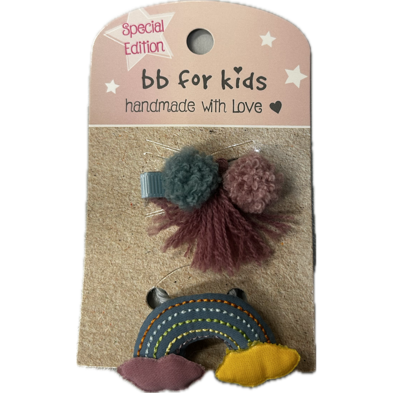 bb Klostermann Παιδικά Κοκαλάκια Handmade clips (Ουράνιο τόξο & pompom)
