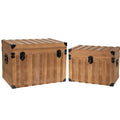 Ξύλινα Καφέ Μπαούλα Σετ 2τμχ. 42x30x31εκ. 34.5x25x25.5εκ.
