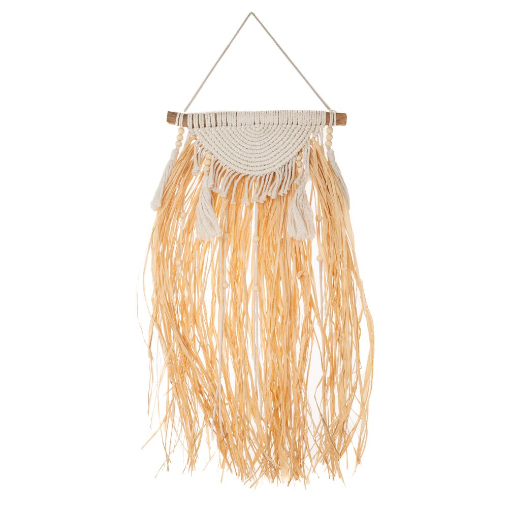 Boho Μακραμέ Τοίχου με Raffia 30x60/80εκ.