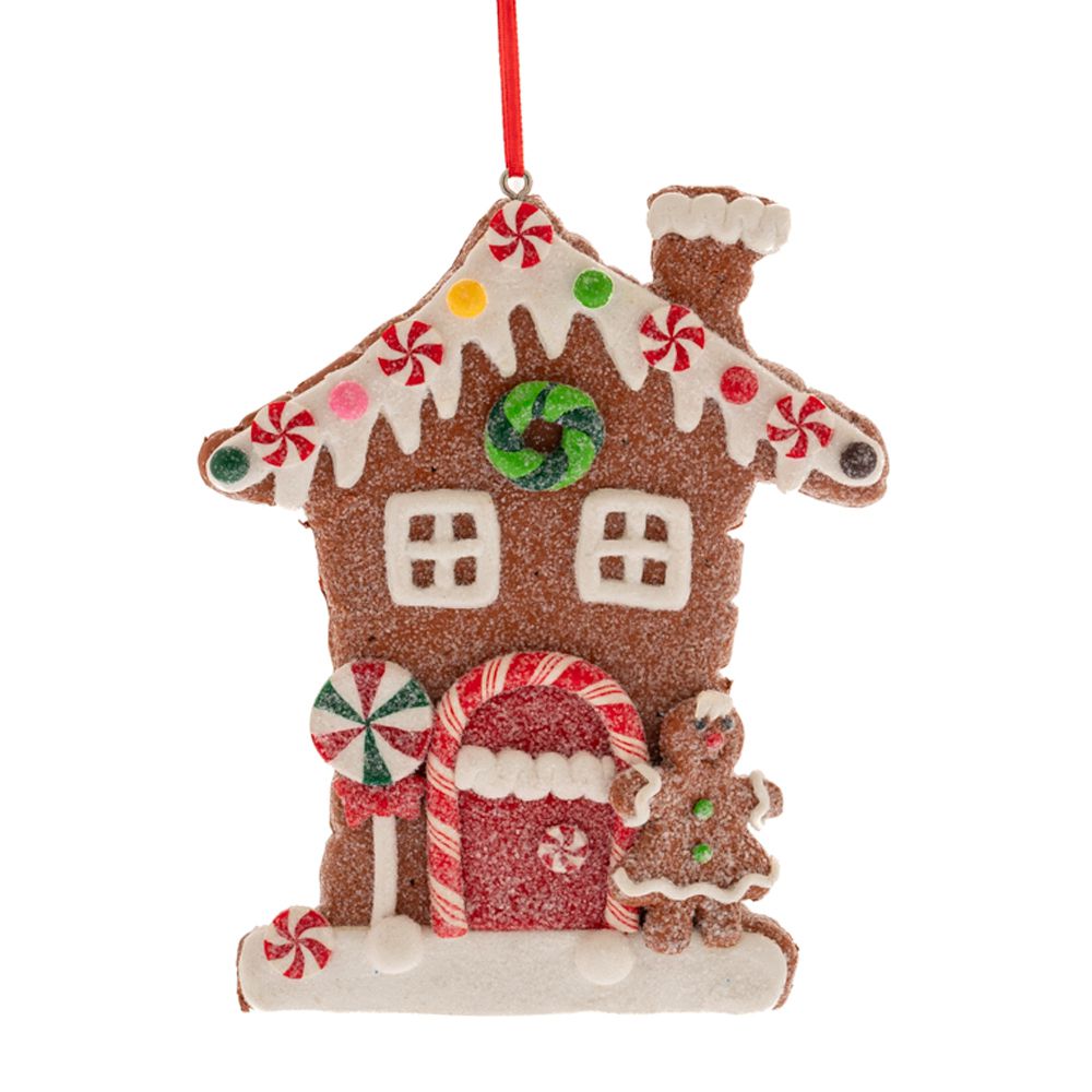Κρεμαστό Στολίδι Καφέ Σπιτάκι Gingerbread 10x12εκ.