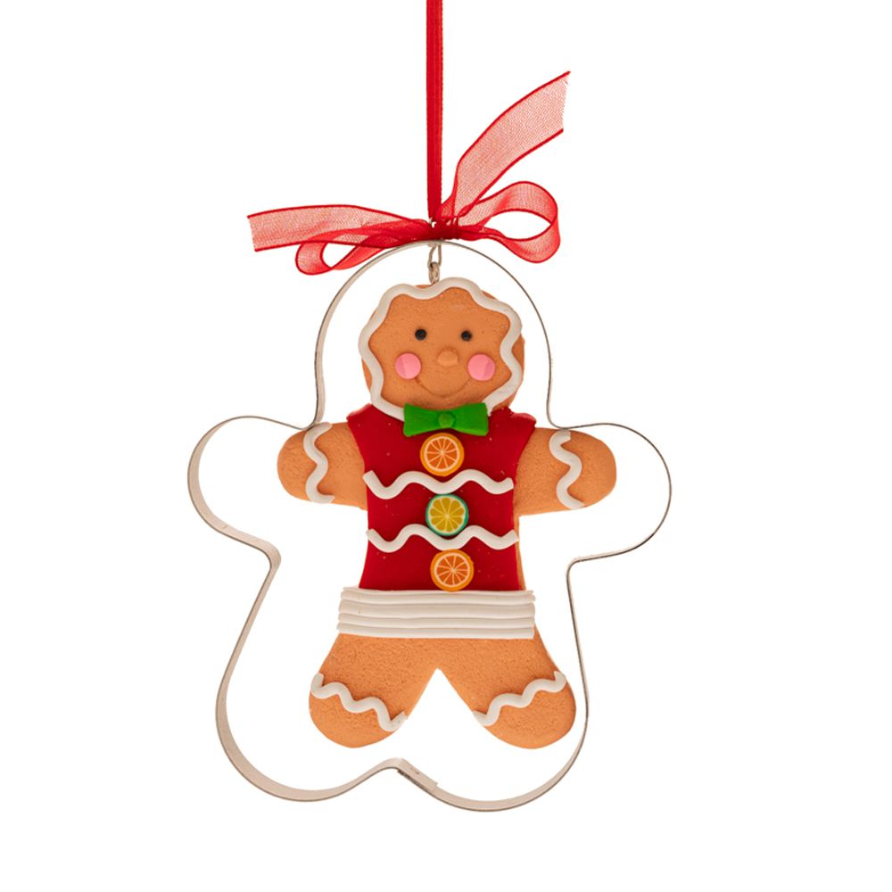 Κρεμαστό Στολίδι Ανθρωπάκι Gingerbread σε Μεταλλική Φόρμα 9x11εκ.