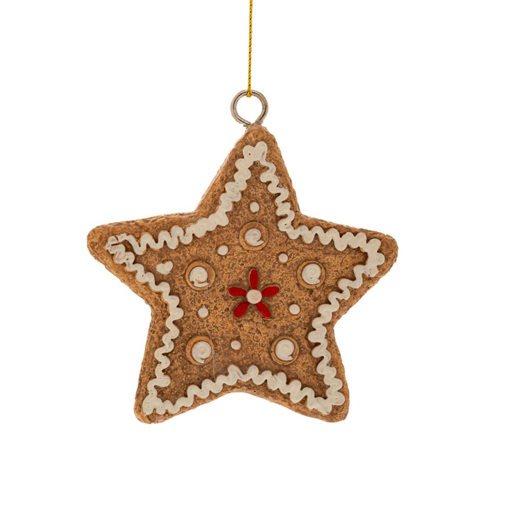 Καφέ Πολυρεζίν Gingerbread Αστεράκι Κρεμαστό Στολίδι 6x8εκ.