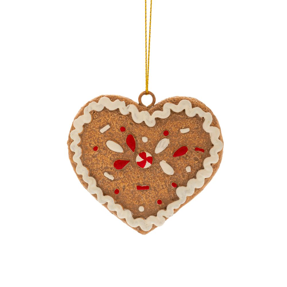 Καφέ Πολυρεζίν Gingerbread Καρδιά Κρεμαστό Στολίδι 6x8εκ.
