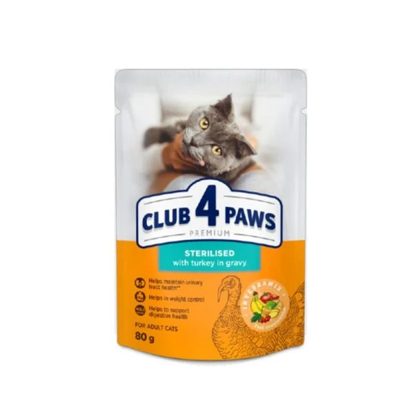 CLUB4PAWS Sterilized με Γαλοπούλα σε Σάλτσα 80gr