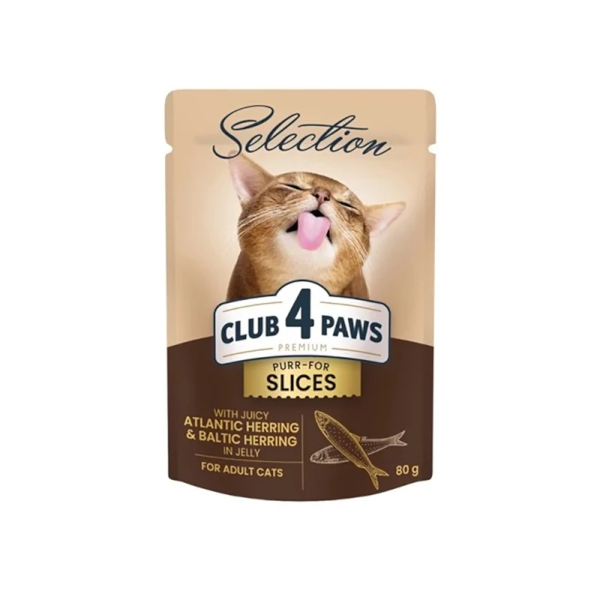 Club 4 Paws Selection Φακελάκια Γάτας Σε Σάλτσα Με Ρέγγα 80gr