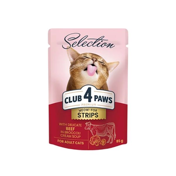 Club 4 Paws Selection Φακελάκια Γάτας Με Μοσχαράκι Σε Σούπα 80gr