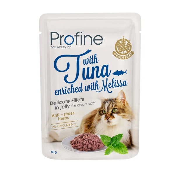 Profine Delicate Fillets Tuna In Jelly Φακελάκια Γάτας Τόνος Με Μελισσόχορτο 85gr