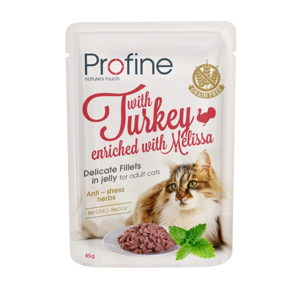 Profine Delicate Fillets Turkey Φακελάκια Γάτας Γαλοπούλα Με Μελισσόχορτο 85gr