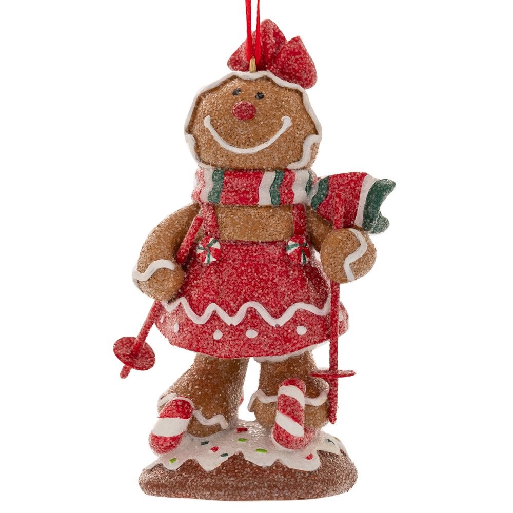 Κόκκινο Πολυρεζίν Κρεμαστό Gingerbread Κορίτσι 6x5x10εκ.