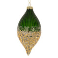 Πράσινη Γυάλινη Μπάλα Δάκρυ με Χρυσά Αστέρια 6x13εκ. Σετ 6τμχ.