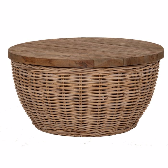 Ρατάν Στρόγγυλο Τραπεζάκι Καφέ 65x34εκ.