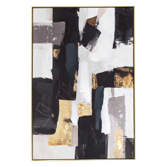 Abstract Ελαιογραφία σε Τυπωμένο Καμβά με Χρυσή Κορνίζα 80x120εκ.
