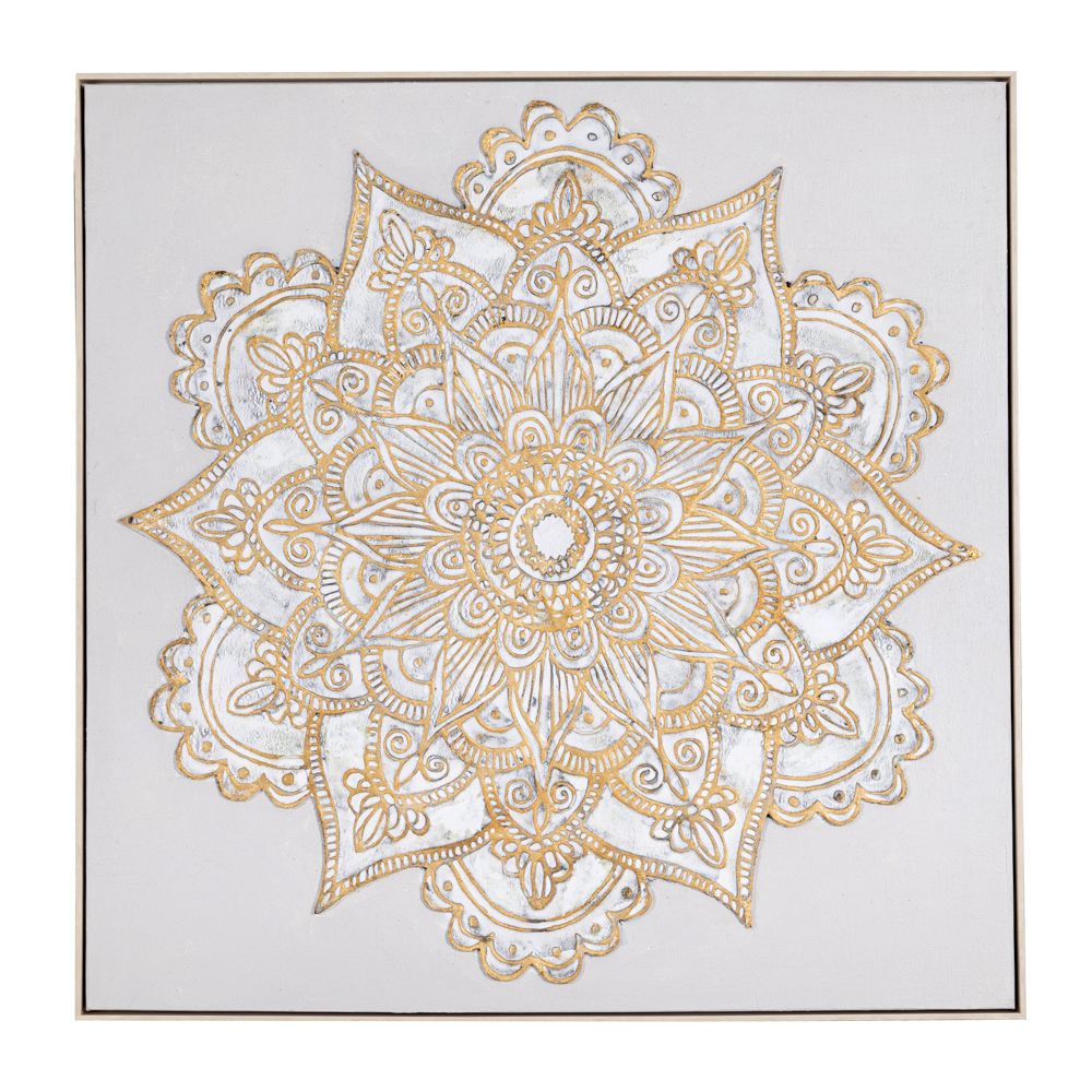 Mandala Ελαιογραφία σε Σαμπανί Κορνίζα σε Καμβά 100x100εκ.