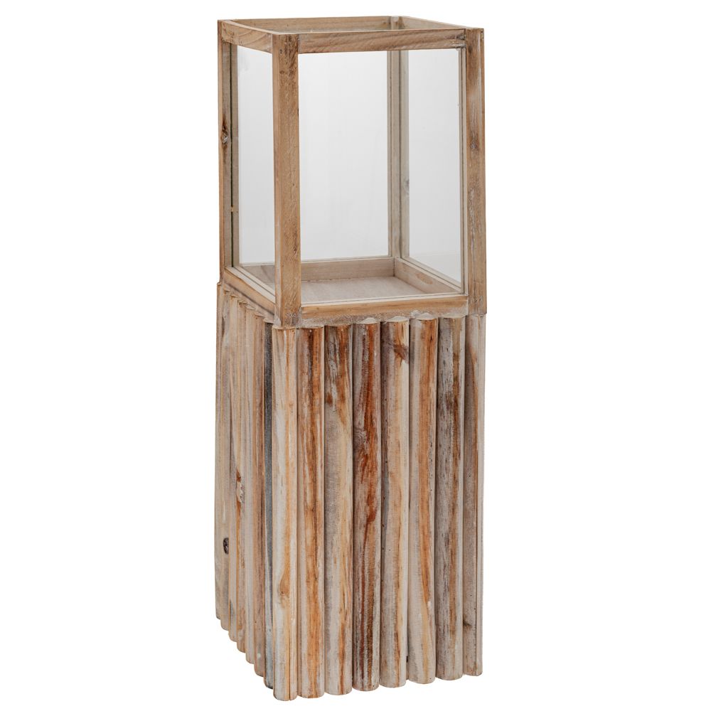 Ανοιχτό Καφέ Ξύλινο Φανάρι Δαπέδου 14,5x14,5x31,5εκ.