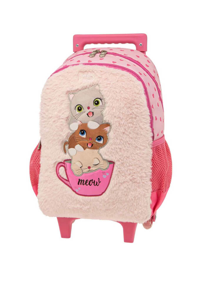 POLO σακίδιο TROLLEY JUNIOR με γατάκια ροζ 901041-8229
