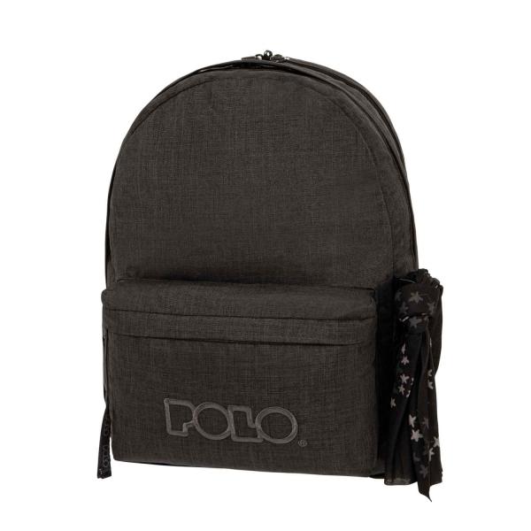 POLO Σχολική τσάντα πλάτης 901235-2101 DOUBLE SCARF 2023 Γκρι Σκούρο