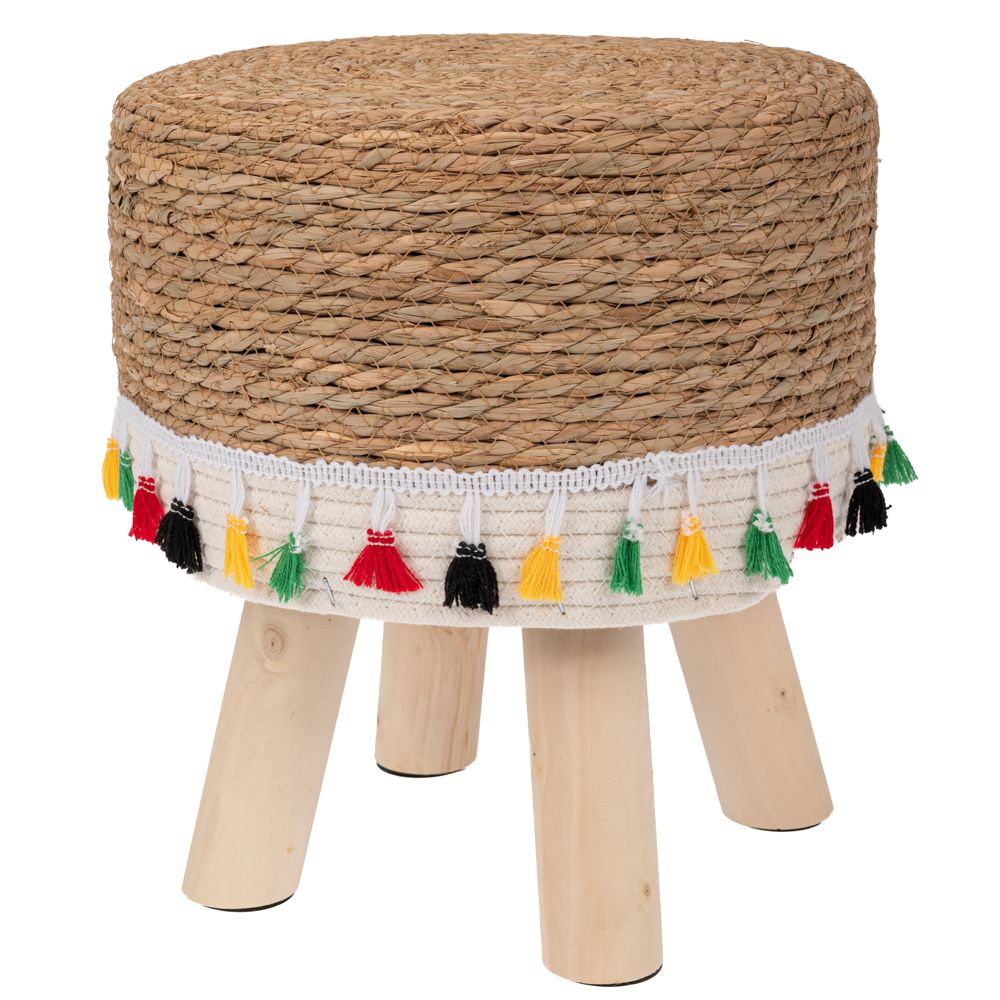 Πλεκτό Σκαμπό Rattan από Υάκινθο Φ30x32εκ.