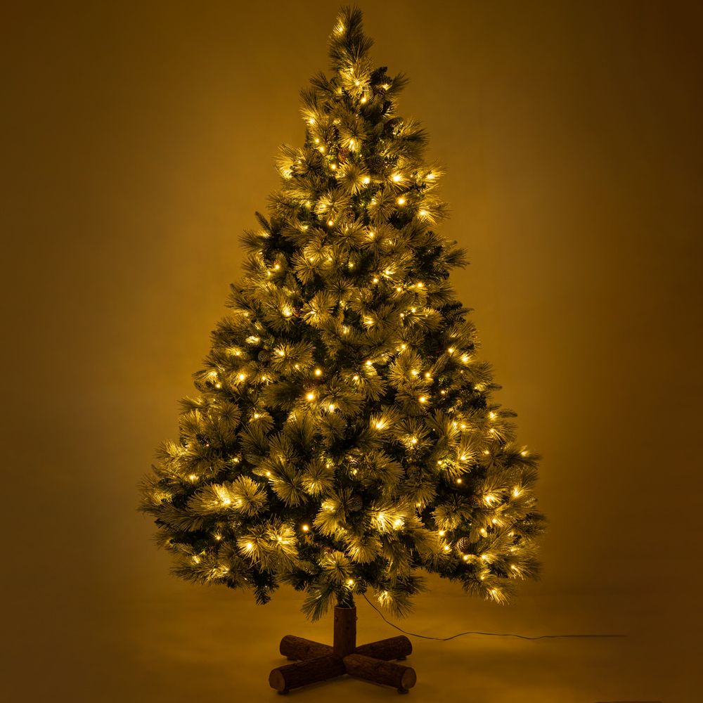 Δέντρο "Pre Lit Snowy Montclair Spruce" 180εκ. με 200 Led Θερμό Λευκό και Πολύχρωμα Λαμπάκια