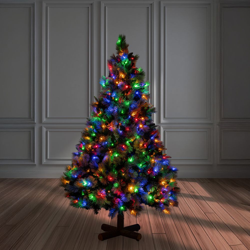Δέντρο "Pre Lit Snowy Montclair Spruce" 180εκ. με 200 Led Θερμό Λευκό και Πολύχρωμα Λαμπάκια