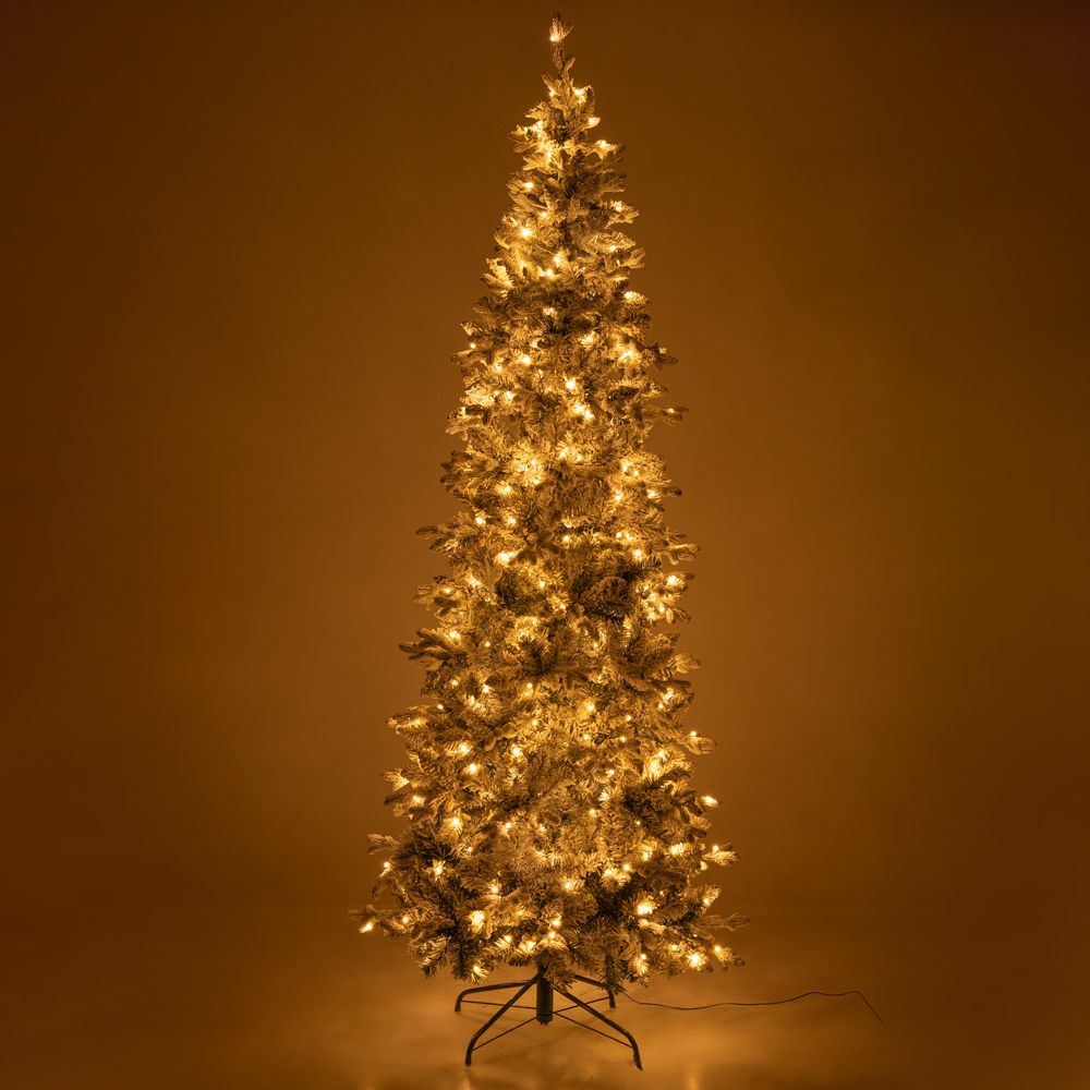 Δέντρο Pre Lit Slim Flocked Carolina Pine 240εκ. με 400 Led Λευκά Λαμπάκια