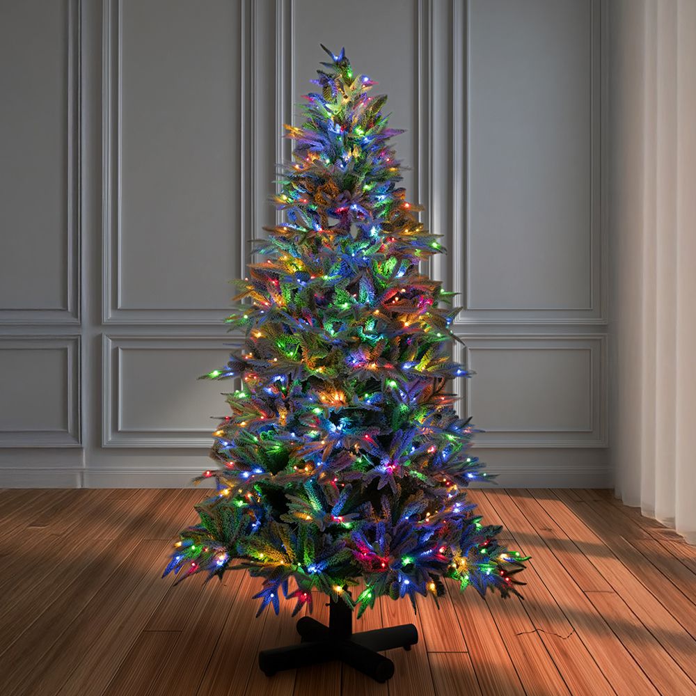 Δέντρο "Pre Lit Snowy Jersey Pine" 210εκ. με 800 Led Θερμό Λευκό και Πολύχρωμα Λαμπάκια