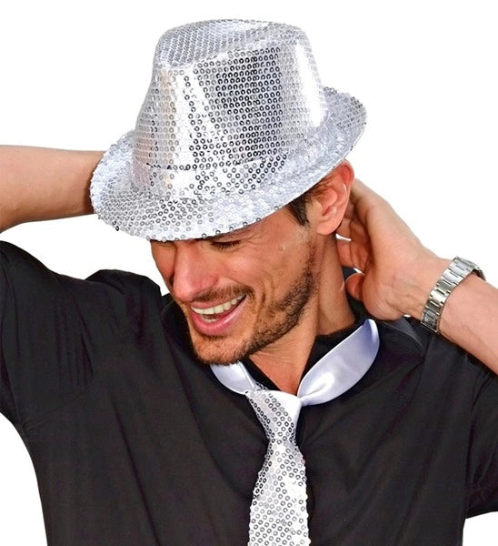 Καπέλο Fedora με Ασημί Παγιέτες