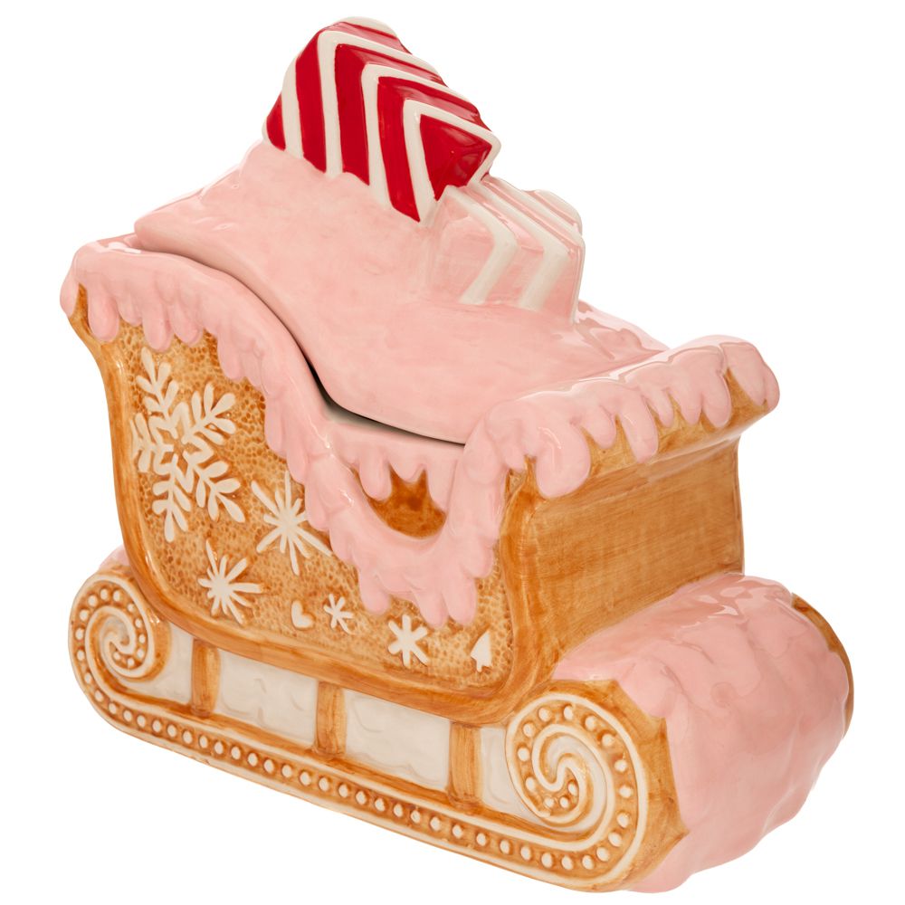 Gingerbread Κεραμική Μπισκοτιέρα σε Σχήμα Έλκηθρο 25x13x24εκ.