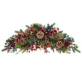 Παγωμένη Πράσινη Αψίδα με Κόκκινα Berries και Κουκουνάρια 66εκ.
