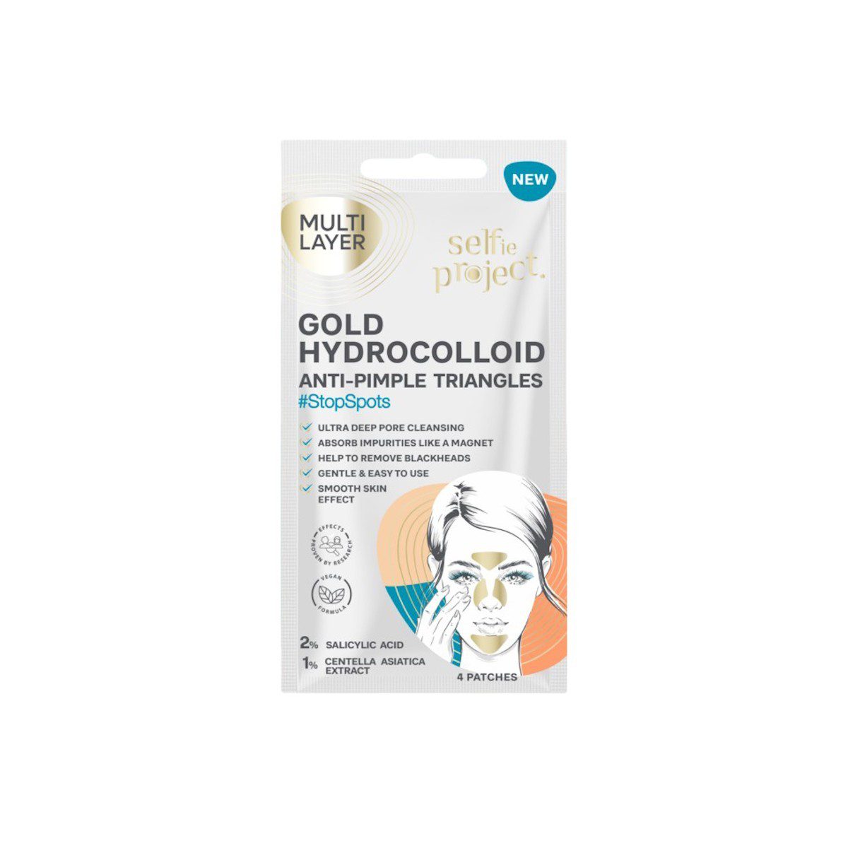 Patches για την ακμή Triangles Gold Hydrocolloid 4τμχ S.P.