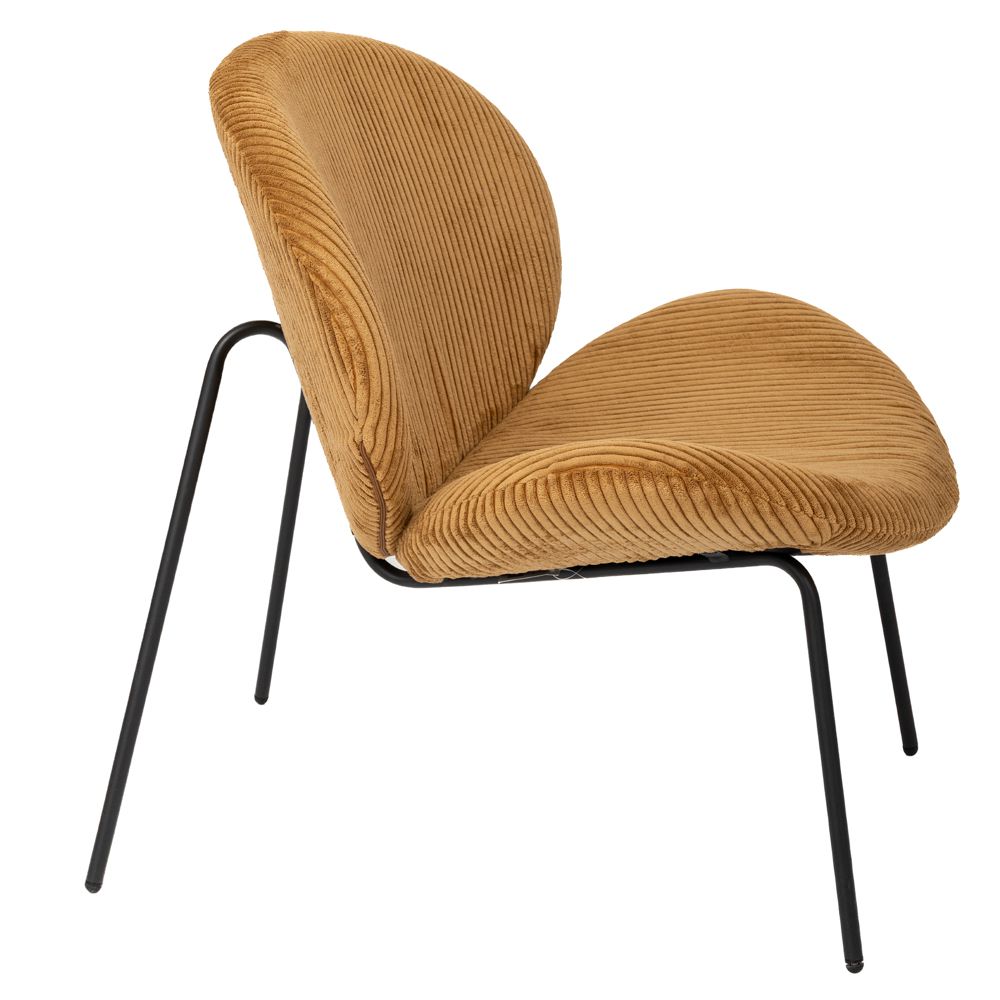 Lounge Καρέκλα Μουσταρδί Birch Breeze με Μαύρο Μεταλλικό Σκελετό 74x74x75εκ.