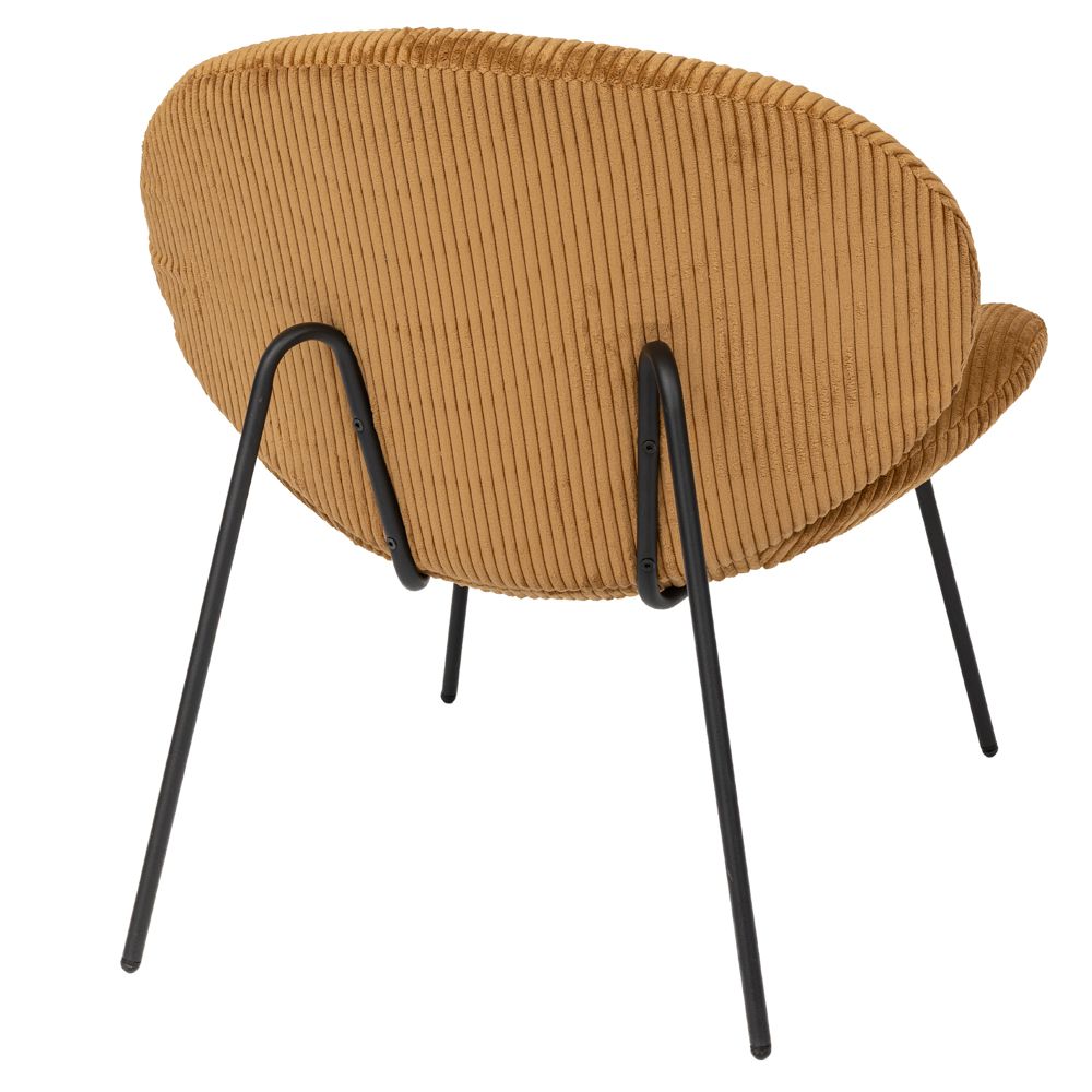 Lounge Καρέκλα Μουσταρδί Birch Breeze με Μαύρο Μεταλλικό Σκελετό 74x74x75εκ.