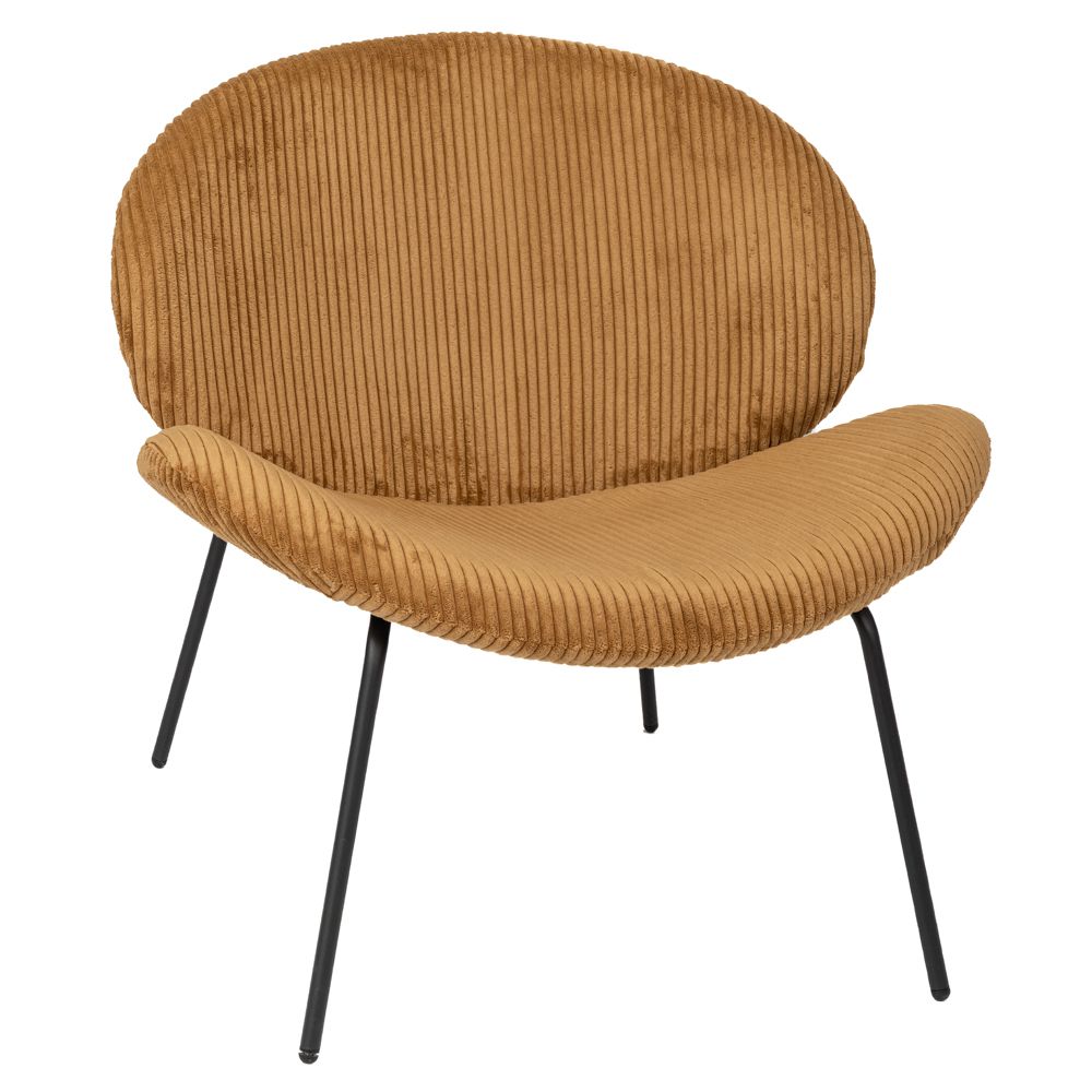 Lounge Καρέκλα Μουσταρδί Birch Breeze με Μαύρο Μεταλλικό Σκελετό 74x74x75εκ.