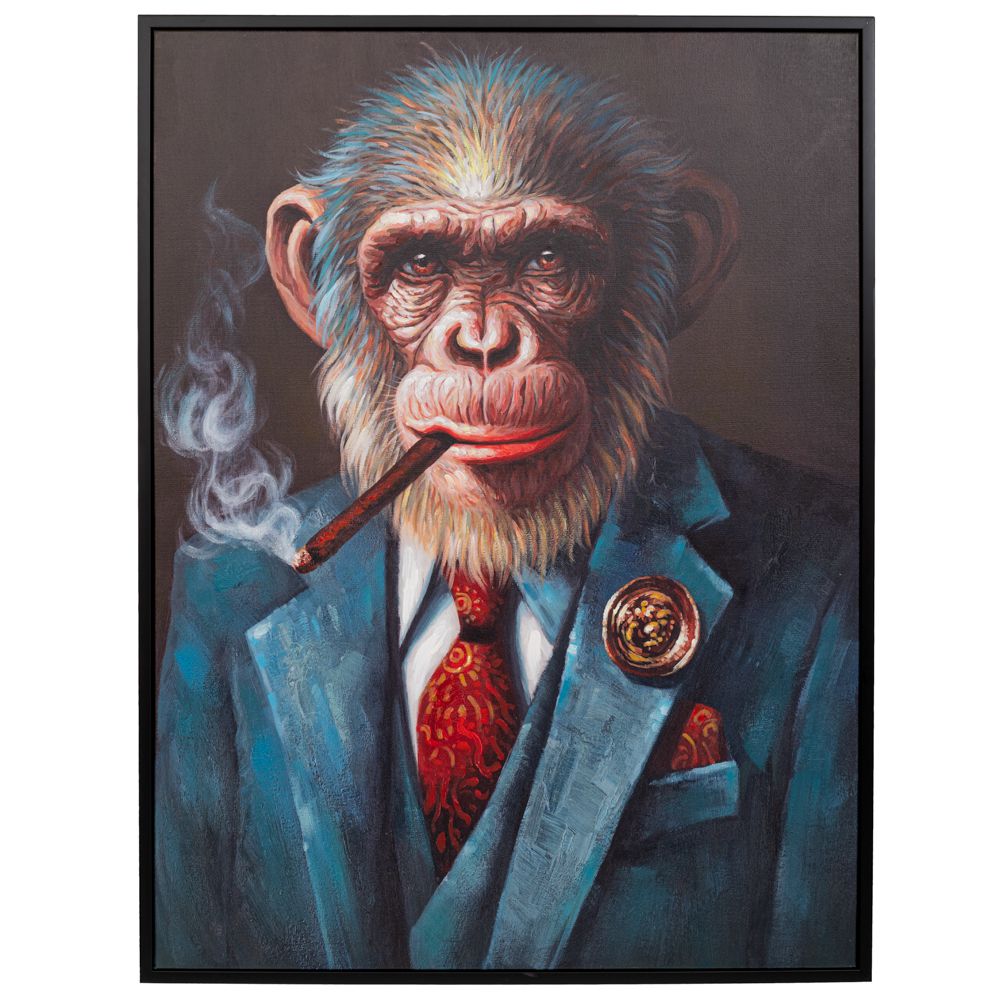 Πίνακας Χειροποίητος Gorilla σε Μαύρη Κορνίζα 94x123εκ. (90x120)
