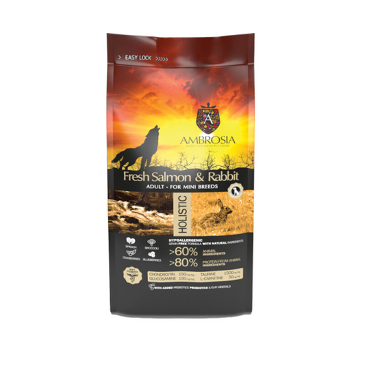AMBROSIA Adult Mini Fresh Salmon &amp; Rabbit 1,5kg