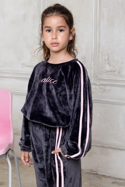 Alice Σετ φόρμας βελουτέ με ρίγες γκρι