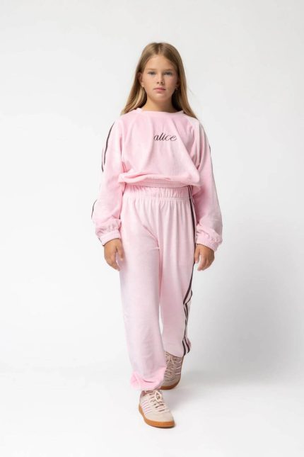 Alice Σετ φόρμας βελουτέ με ρίγες ροζ