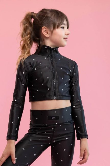 Alice Σετ Κολάν με Cropped Ζακέτα Print Μαύρο