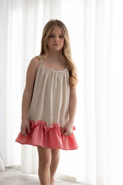 Alice φόρεμα με βολάν μπεζ