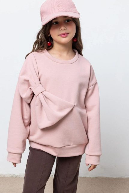 Alice μπλούζα φούτερ με φιόγκο ροζ