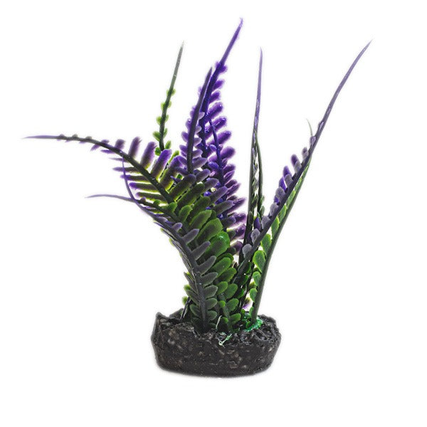 Petgreece Πλαστικό Φυτό Ενυδρείου Μωβ-Πράσινο "Fern" Mini 8cm